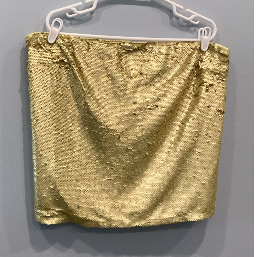 Anthropologie Womens Sequin Mini Skirt Size XL Gold‎ Party Festive Holiday Glam